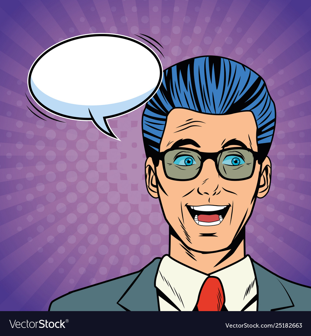 Businessman talking pop art cartoon Royalty Free Vector