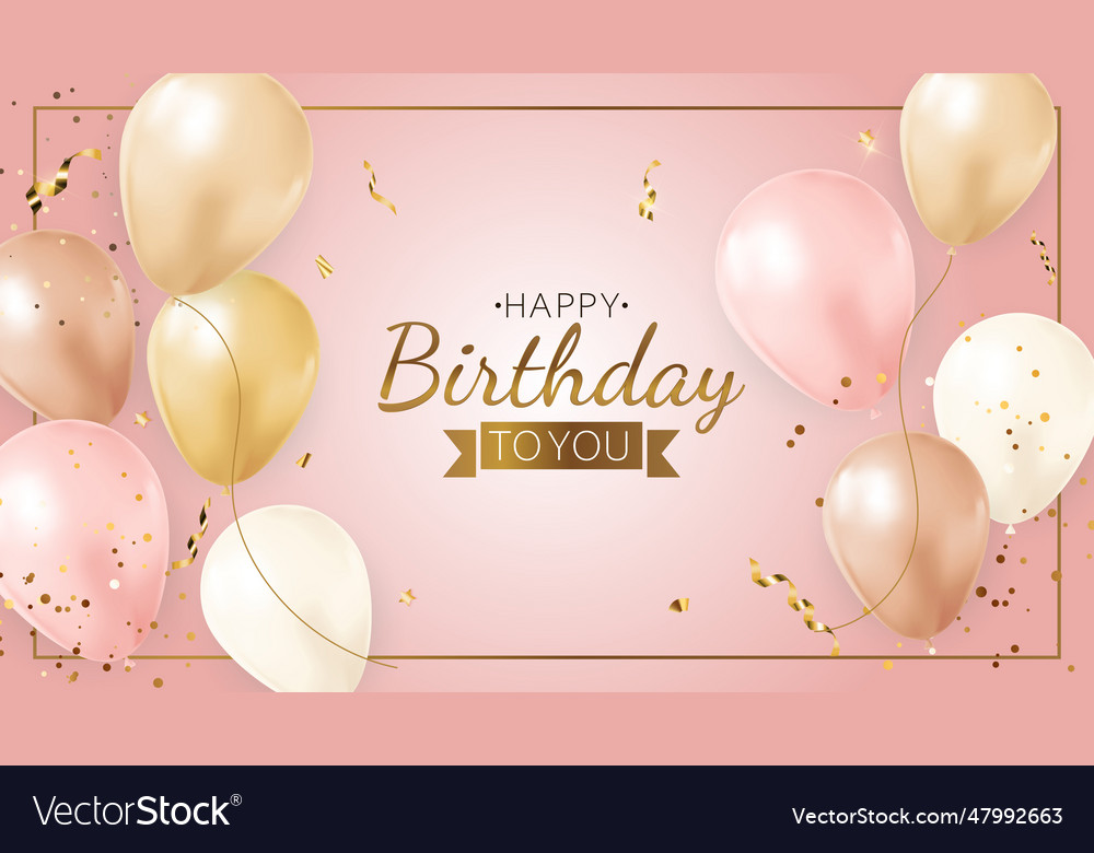 Happy party birthday background with realistic Vector Image