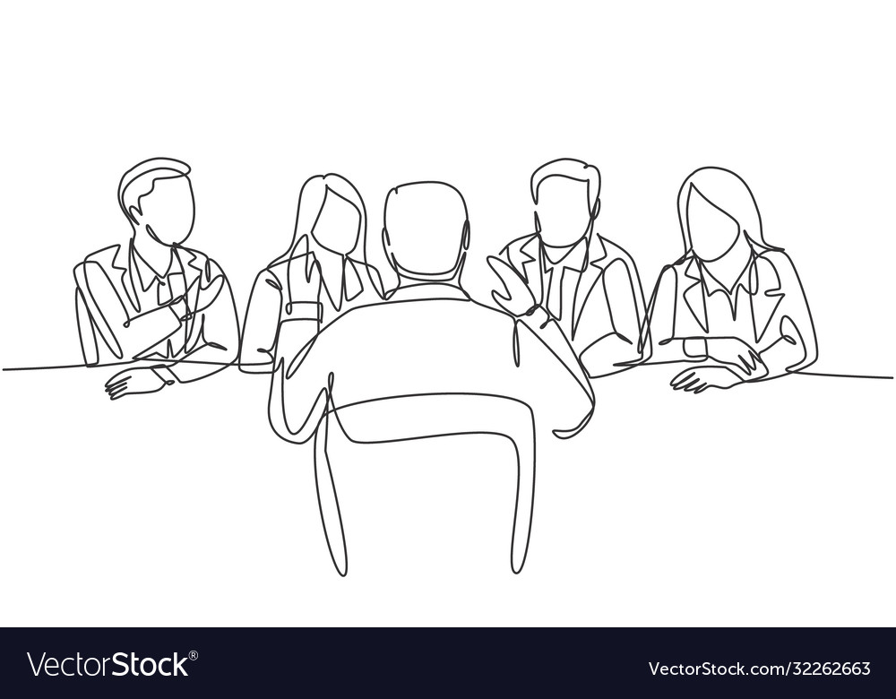 Job interview process concept one single line Vector Image