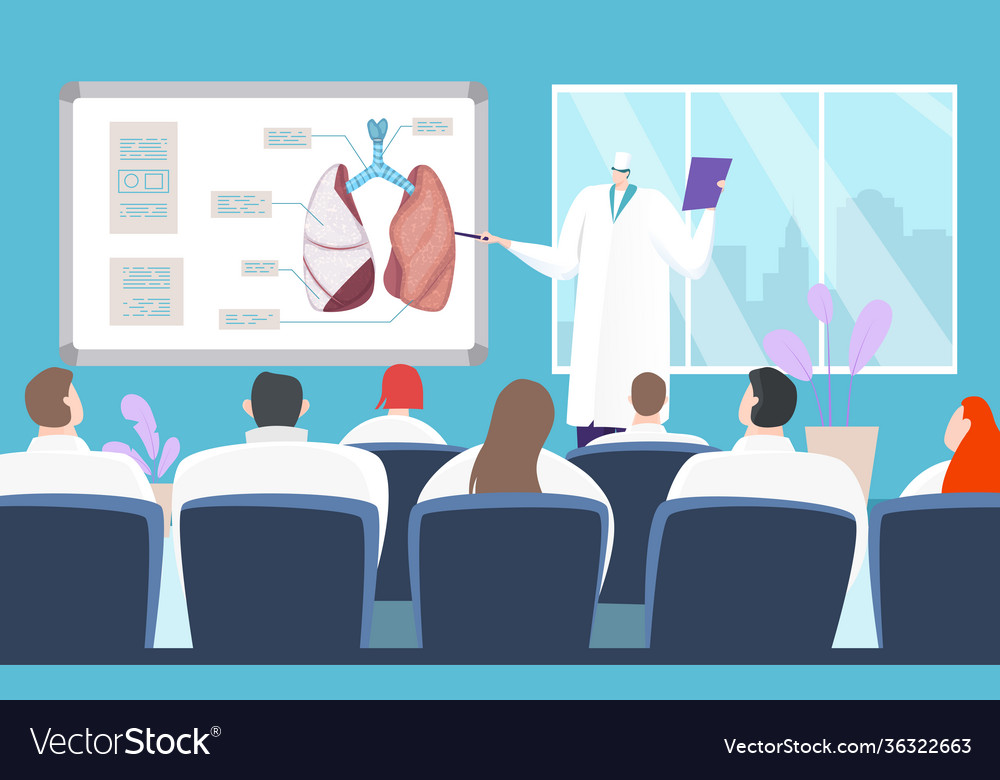 Medical conference about lung diseases Royalty Free Vector