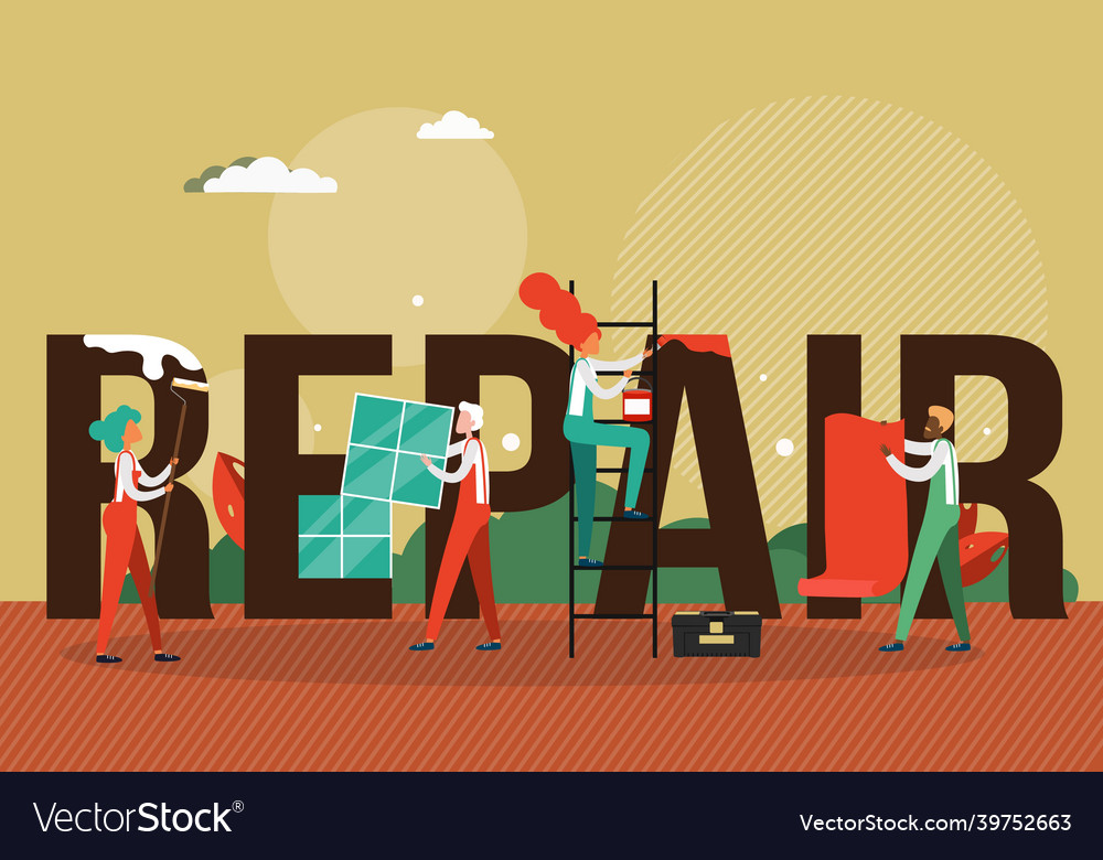 Repair service typography banner template home