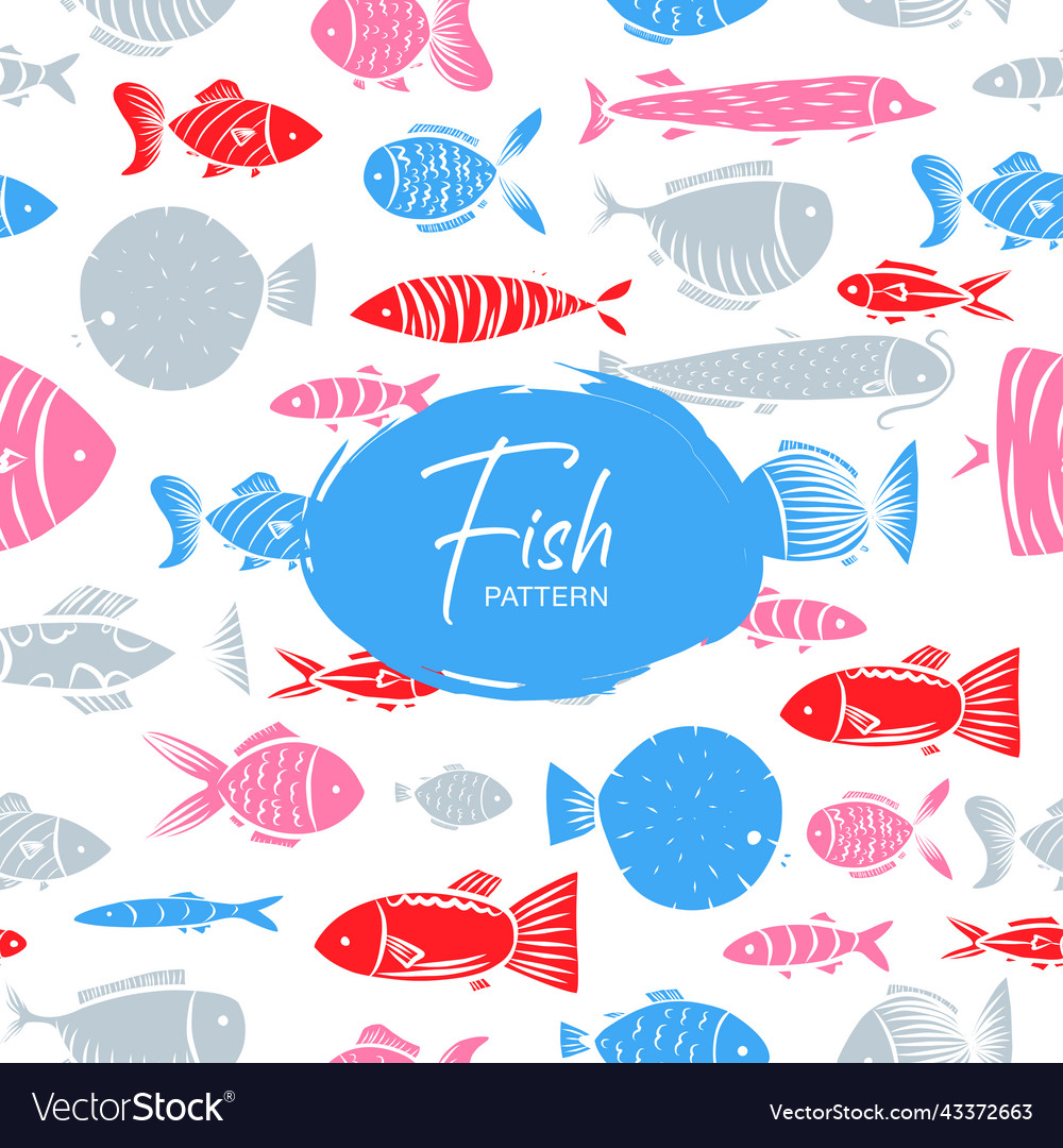 Seamless pattern of colorful fish graphic element vector image Seamless pattern of colorful fish graphic element