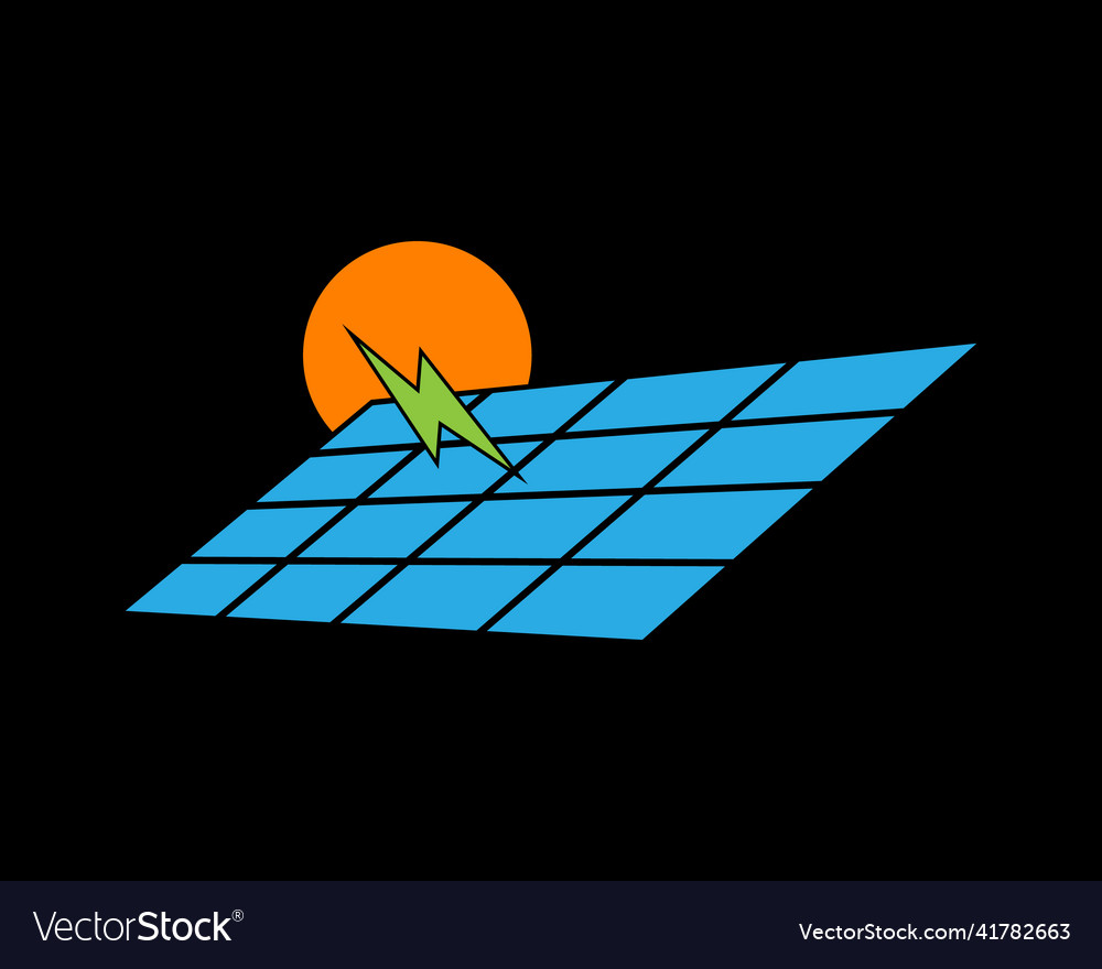 Sun with solar panel logo design template Vector Image