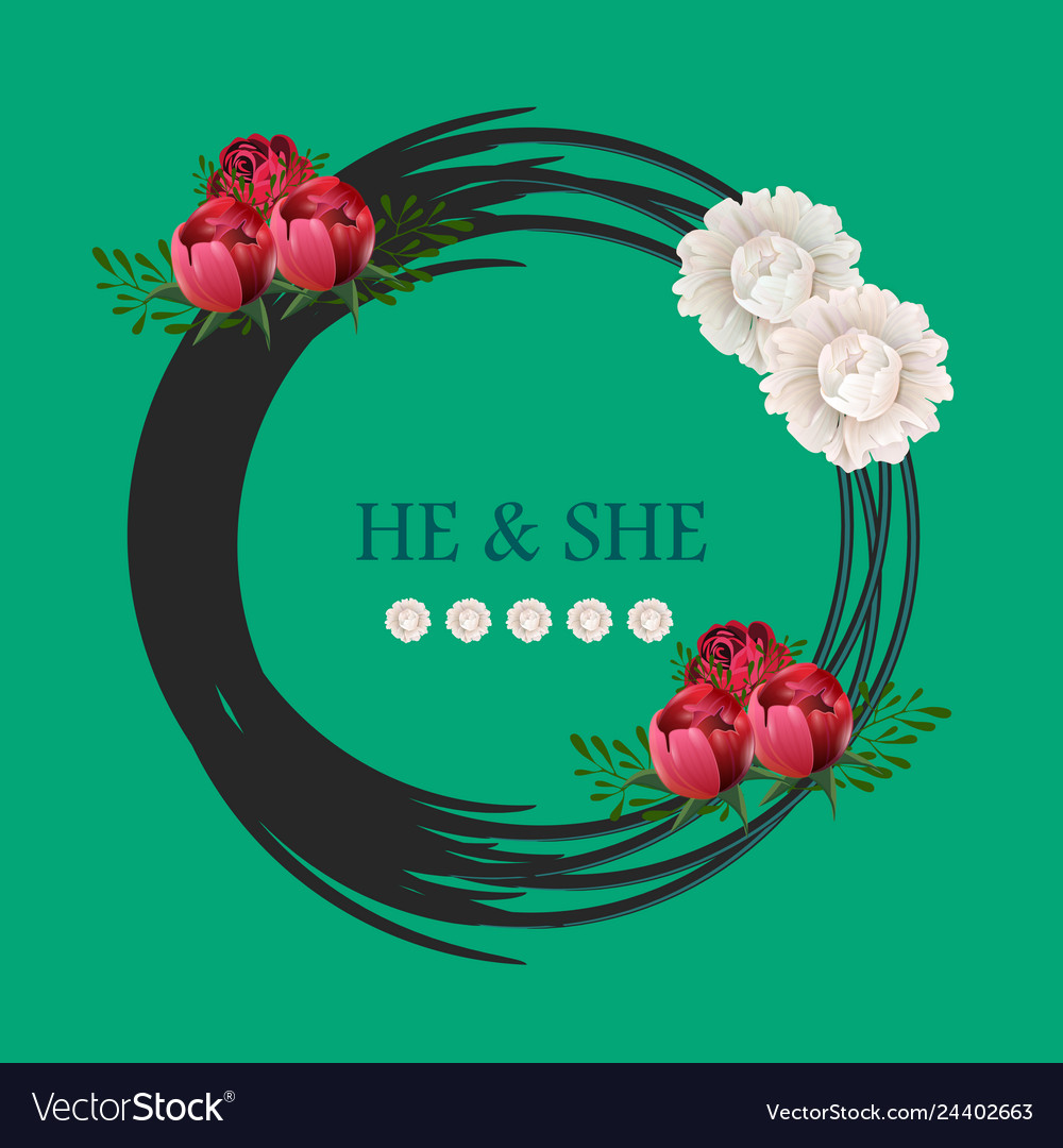 Wedding invitation floral card with vector image