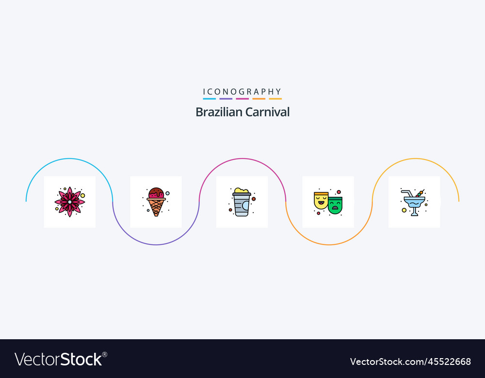 Brazilian carnival line filled flat 5 icon pack