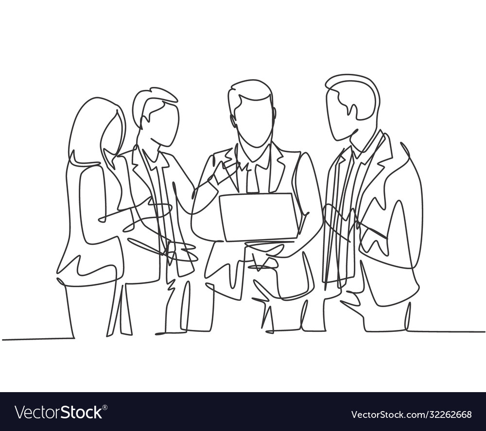 Business Presentation One Continuous Line Drawing Vector Image