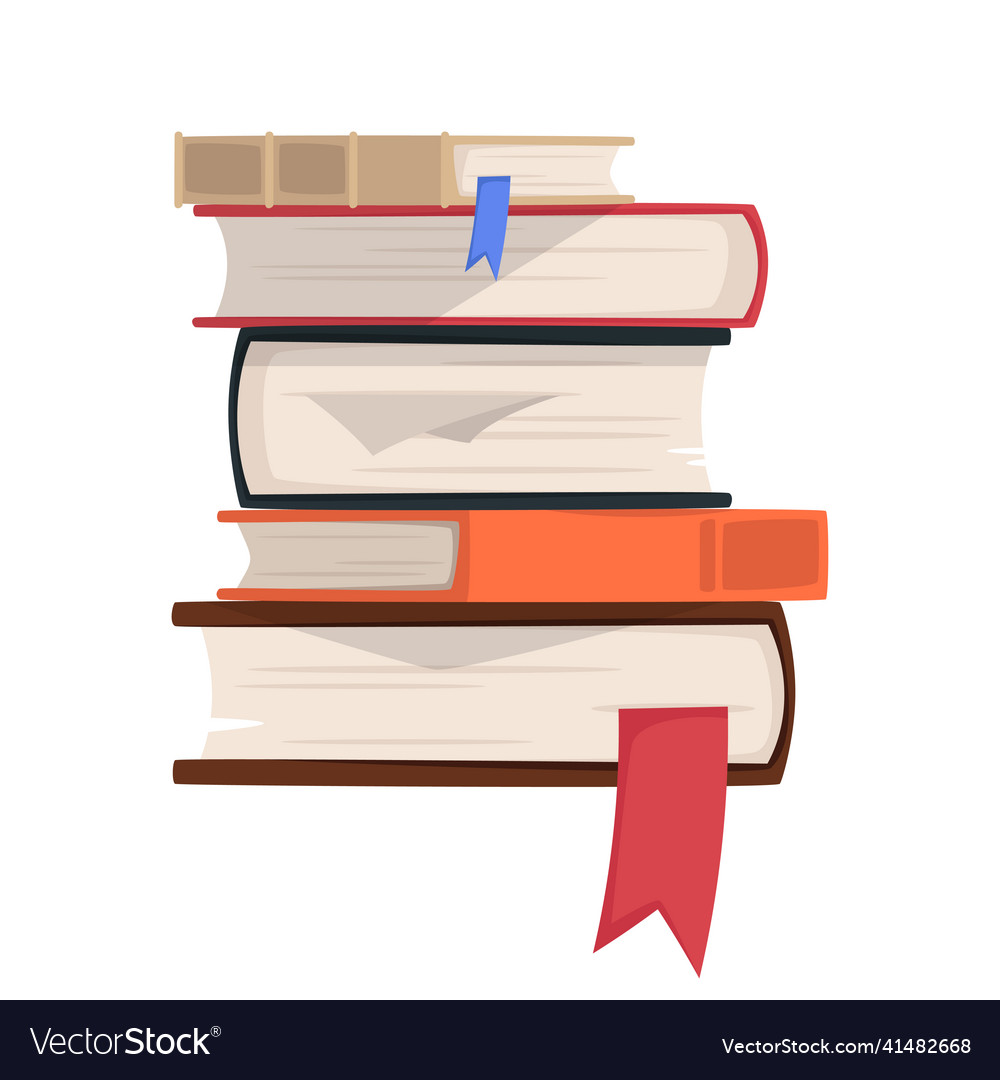 Cartoon style of books pile Royalty Free Vector Image