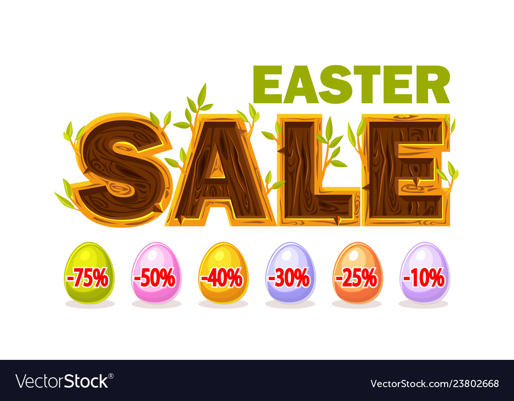 Happy easter wooden letters forming vector image Happy easter wooden letters forming