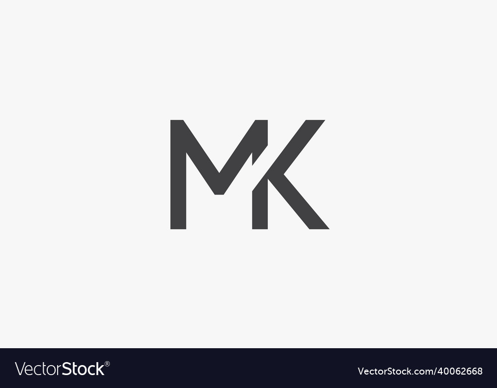 Initial MK Letter Logo Design Isolated On White Background Stock Vector ...