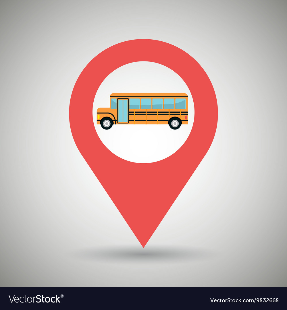 Red signal of yellow bus isolated icon design