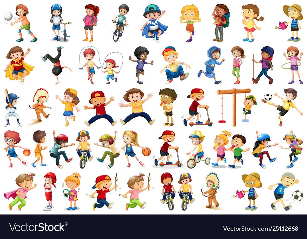 Set children doing activities Royalty Free Vector Image