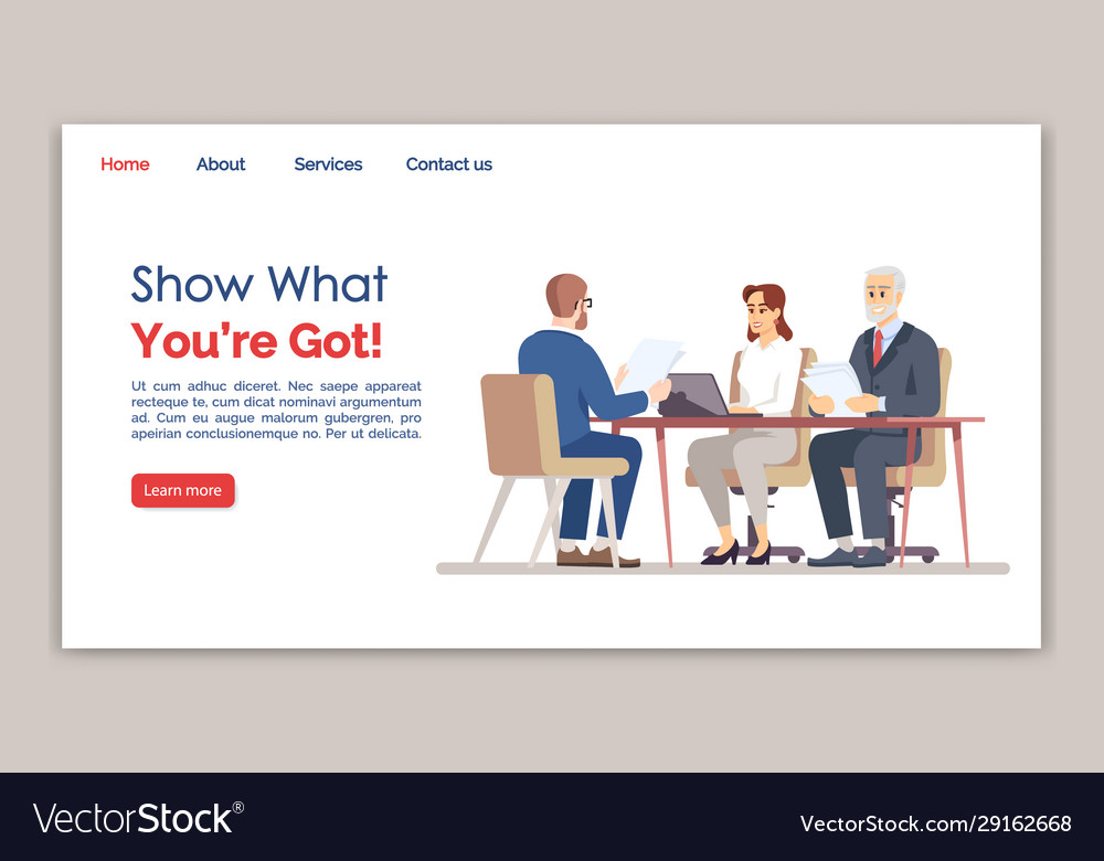 Show what you are got landing page template Vector Image