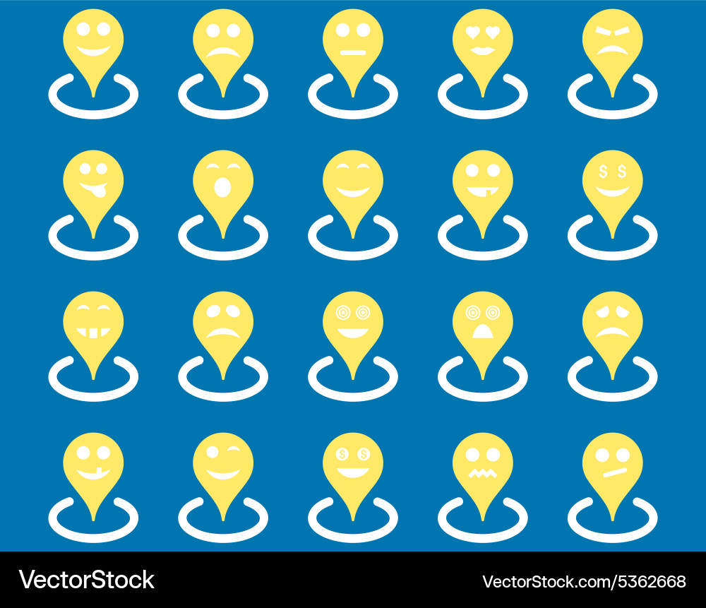 Smiled location icons Royalty Free Vector Image