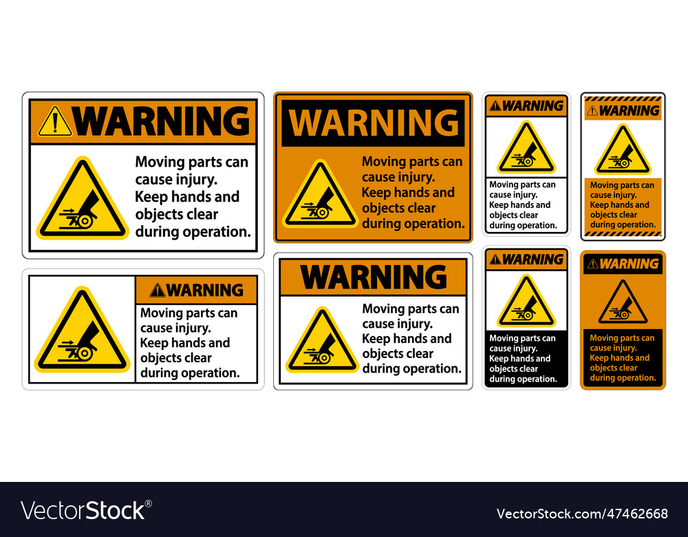 Warning Moving Parts Can Cause Injury Sign Vector Image