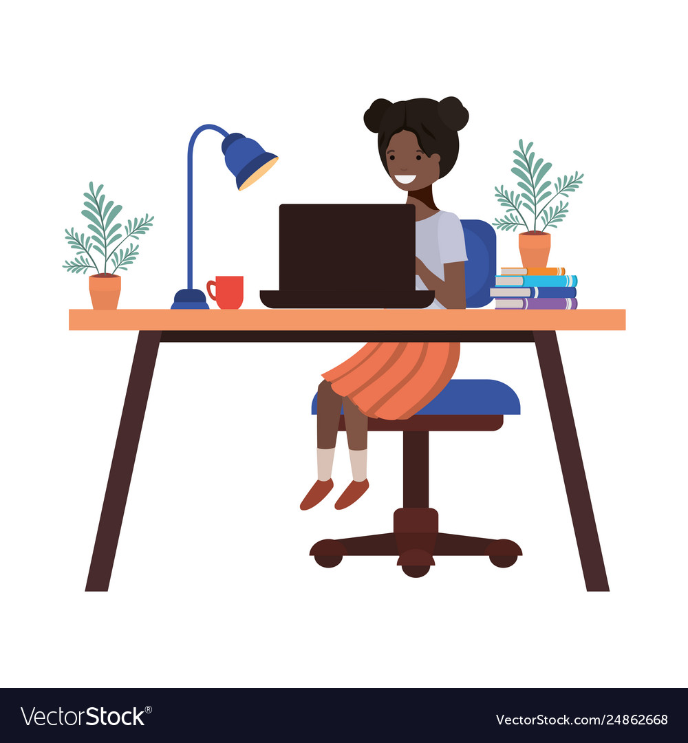 Woman working in office avatar character Vector Image