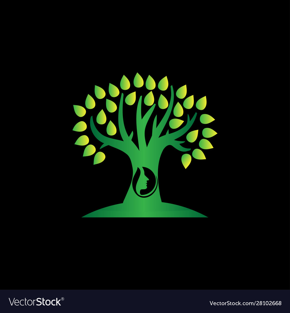 Women tree icon with body logo design Royalty Free Vector