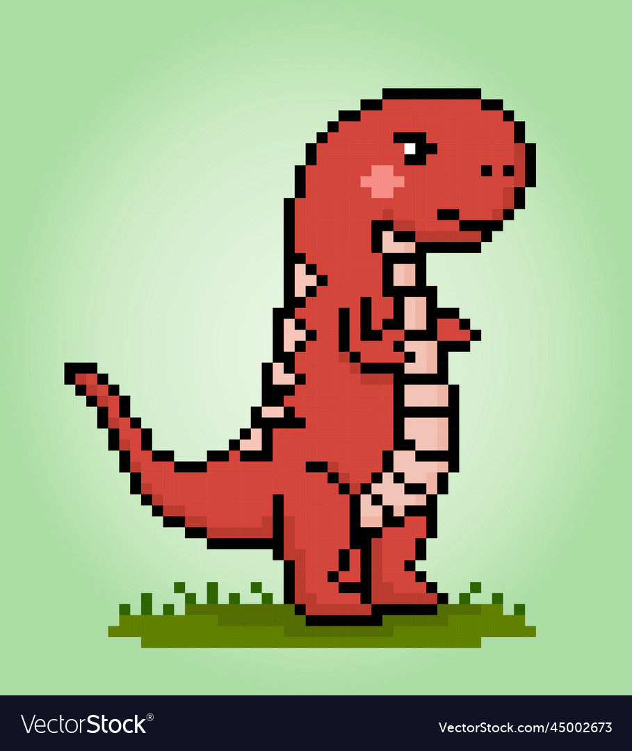 8 bit pixels dinosaur t rex Royalty Free Vector Image