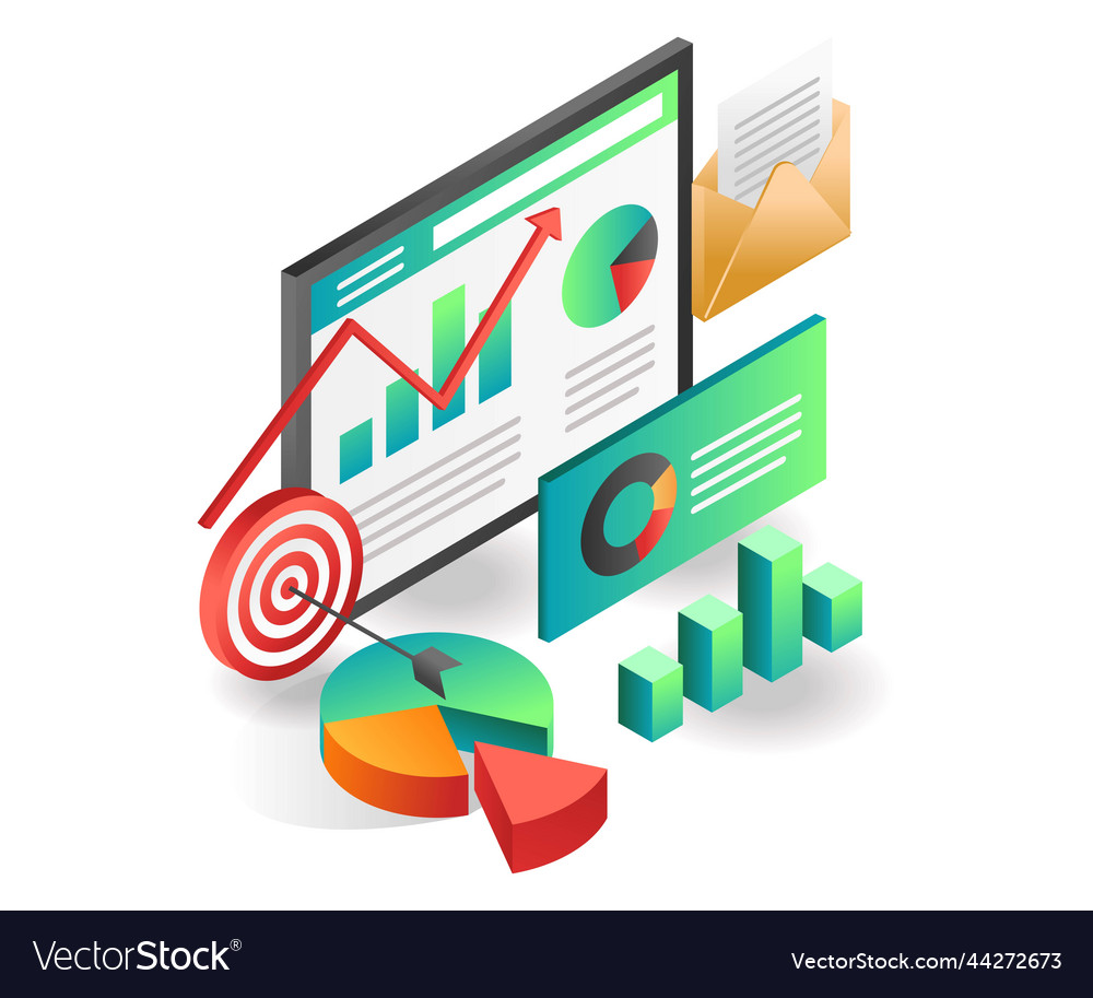 Flat isometric concept investment business target Vector Image