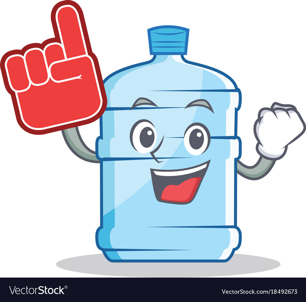 Foam finger gallon character cartoon style Vector Image