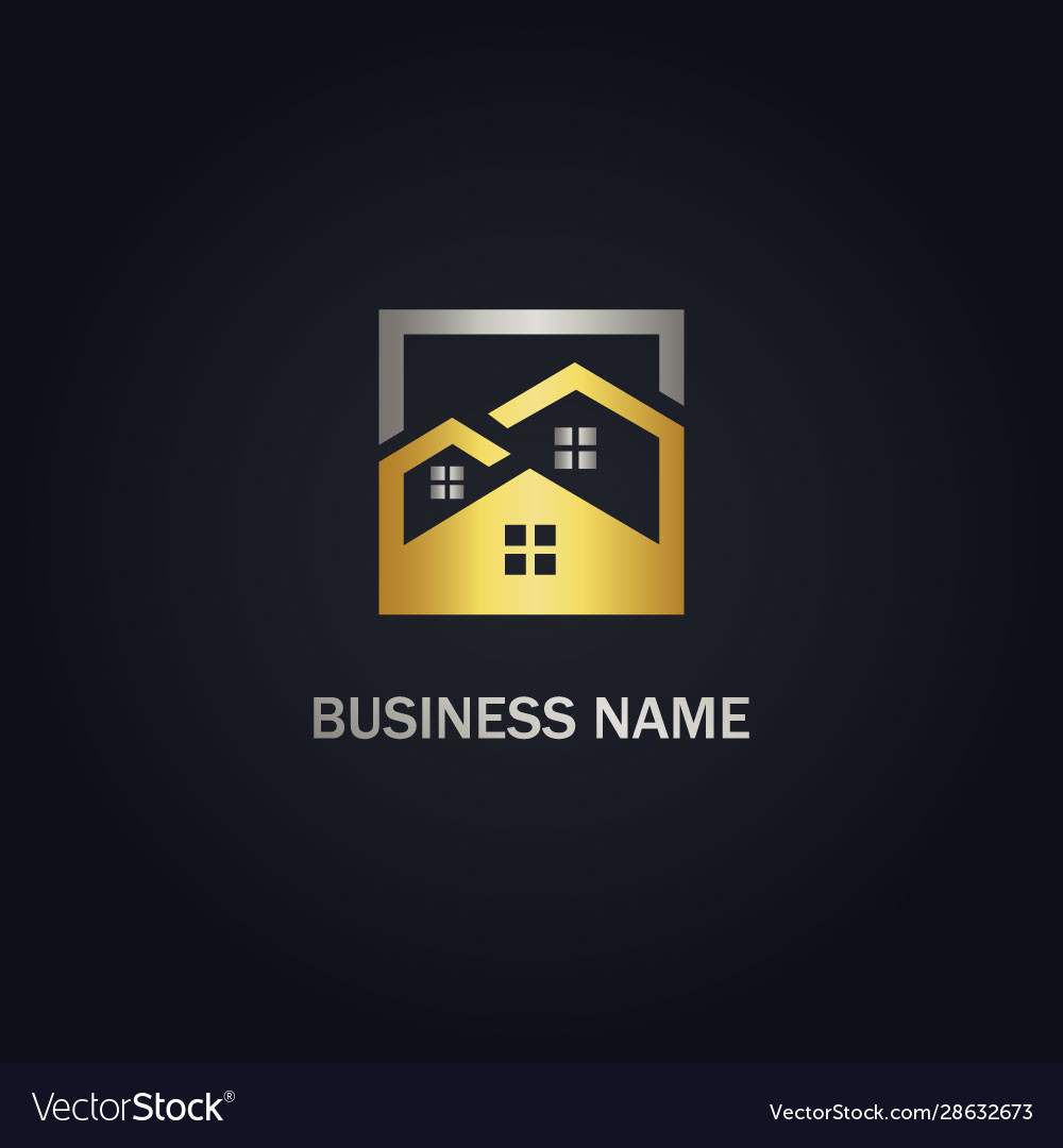 Home realty business gold logo Royalty Free Vector Image