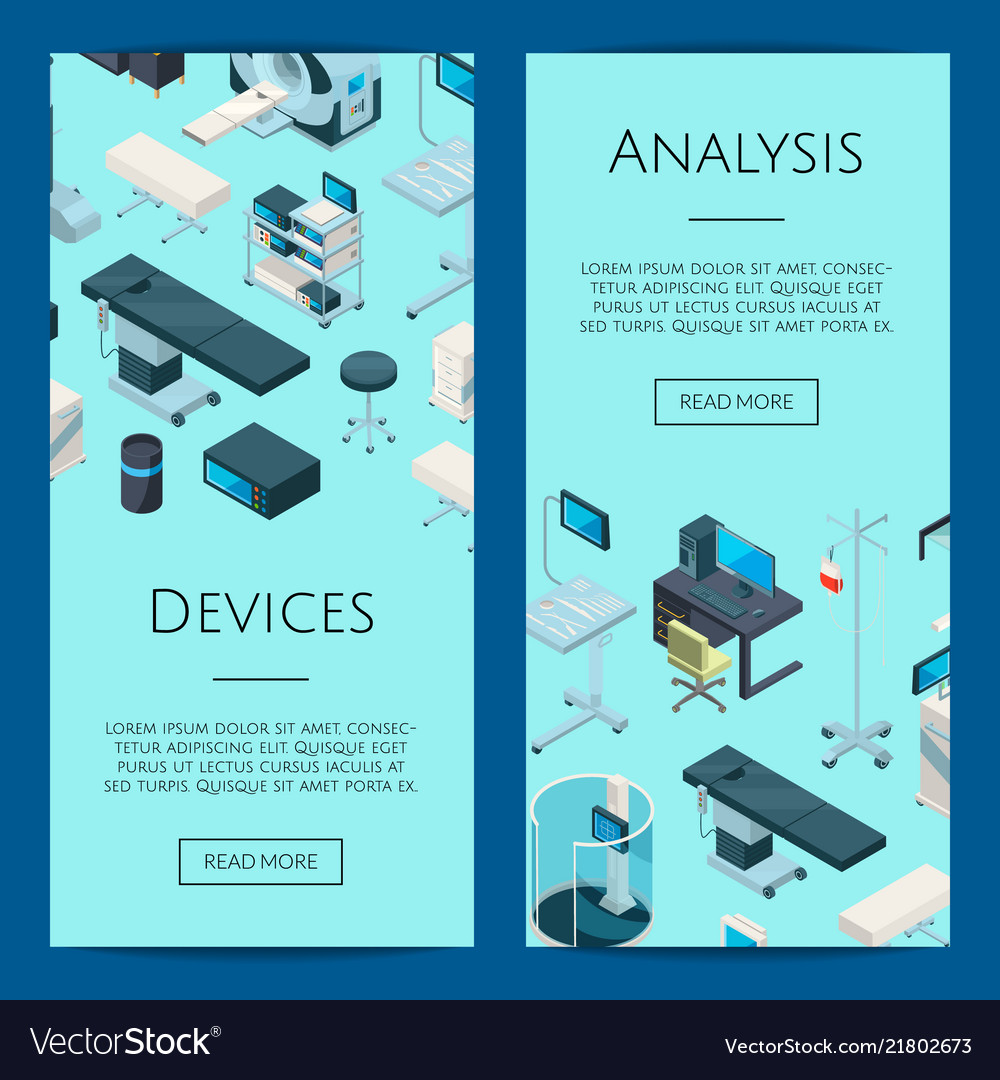 Isometric Hospital Icons Web Banner Royalty Free Vector