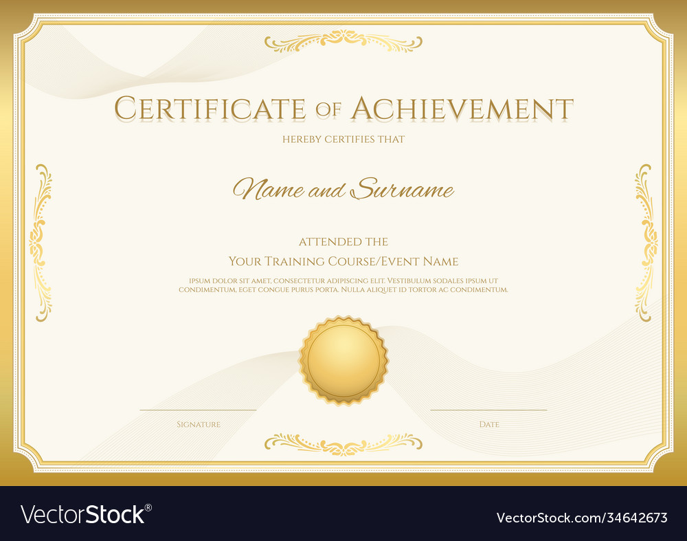 Luxury certificate template with elegant border Vector Image