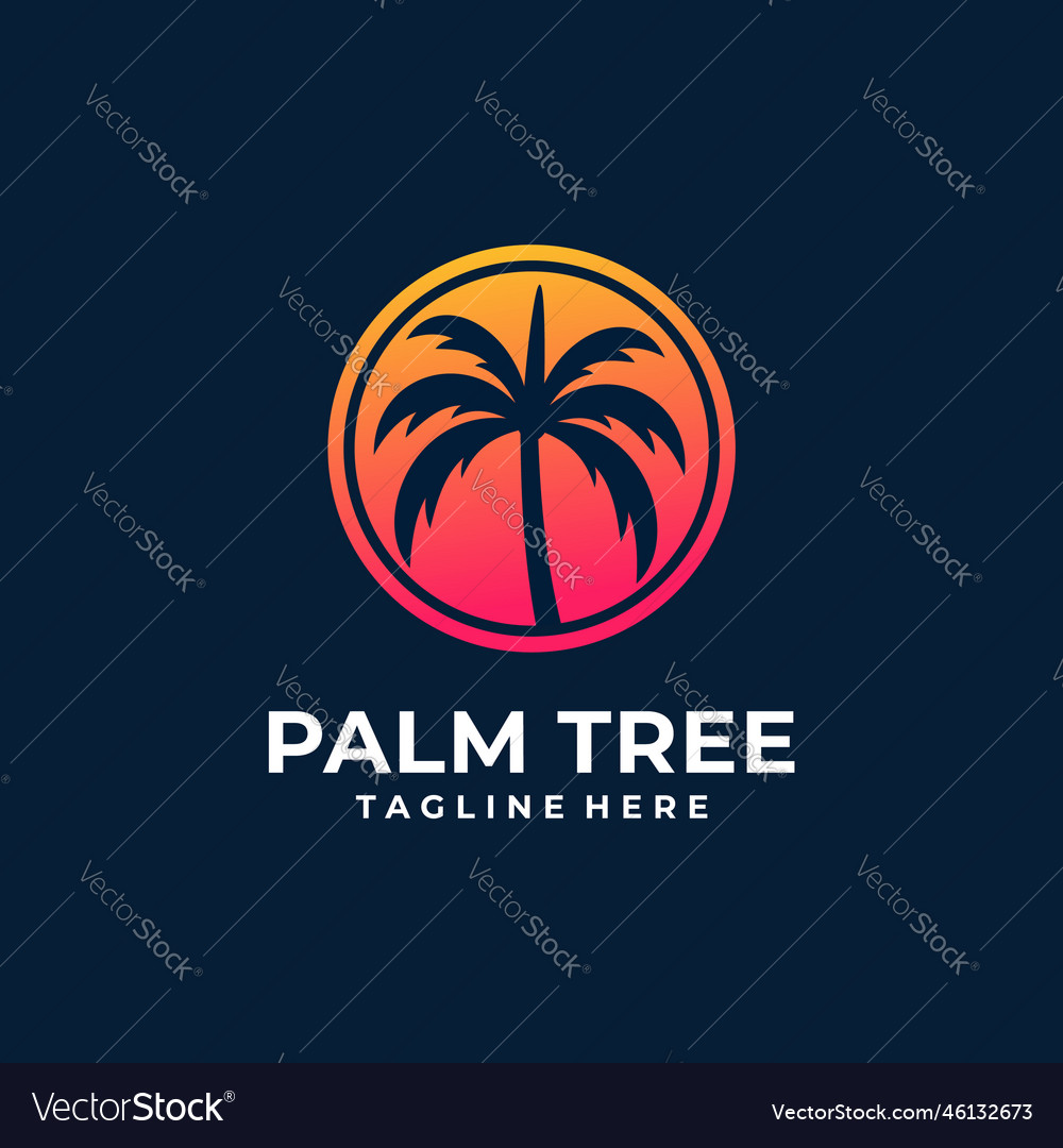 Palm tree beach logo template Royalty Free Vector Image