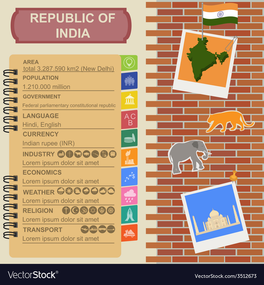 Republic Of India Infographics Statistical Data Vector Image