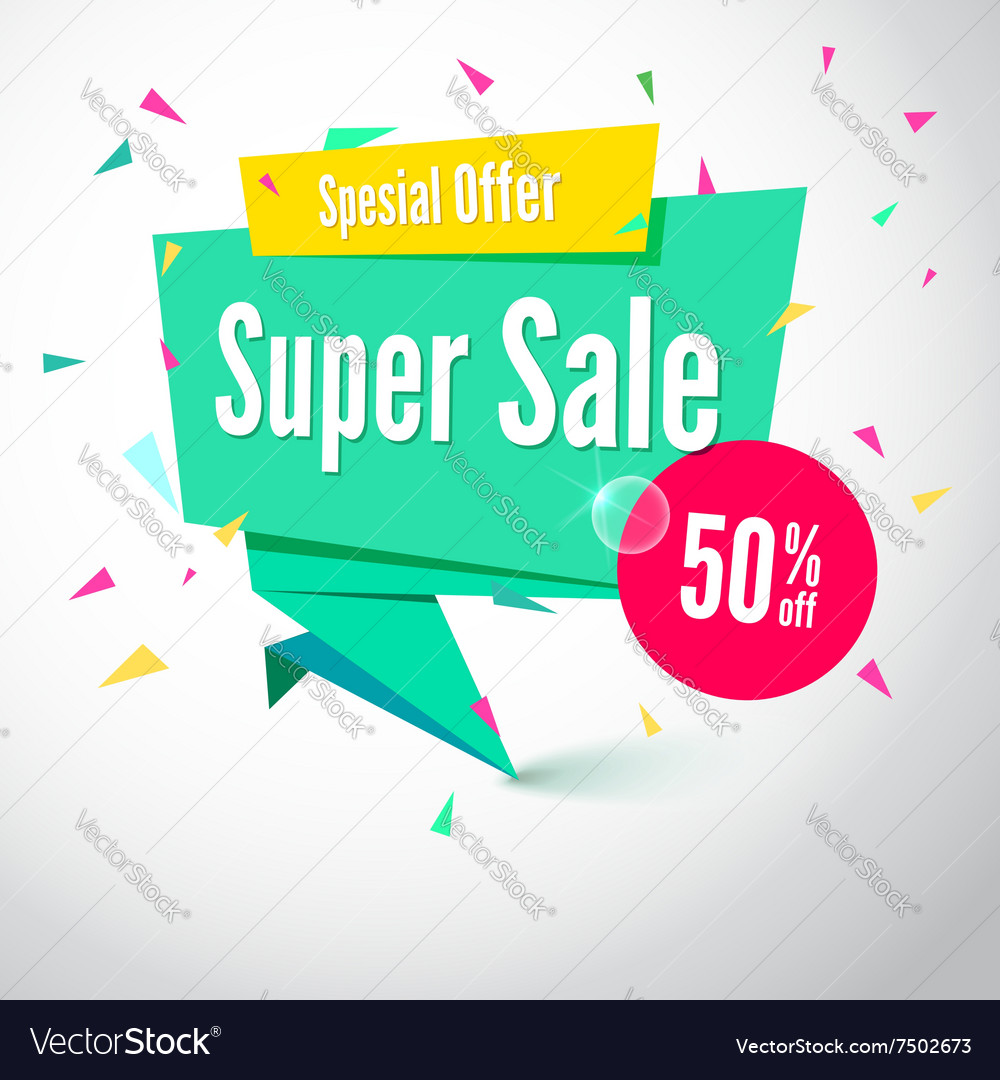 Super sale origami banner Royalty Free Vector Image