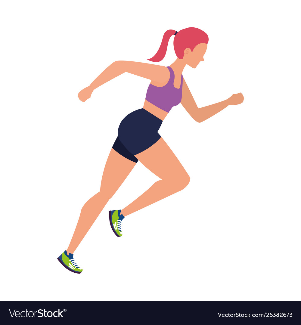 Young athletic woman running character Royalty Free Vector