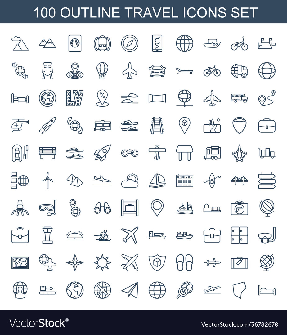 100 travel icons