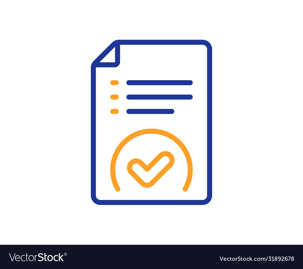 Approved document line icon accepted file sign