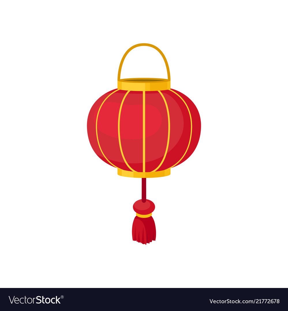 Red Chinese Lantern Round Shape Decorative Vector Image