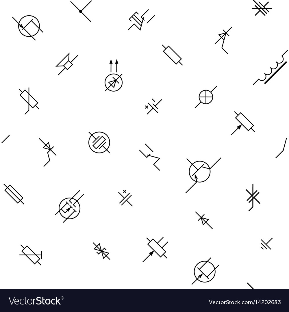 Black and white electronics circuit components Vector Image