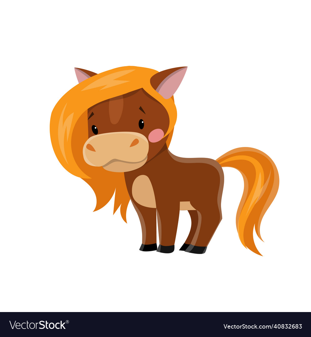 Cute bay horse smiling cartoon pony Royalty Free Vector