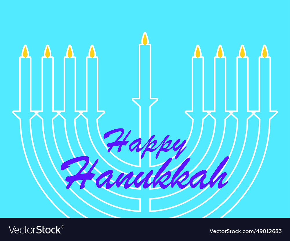 Happy hanukkah outline of a menorah with nine lit Vector Image