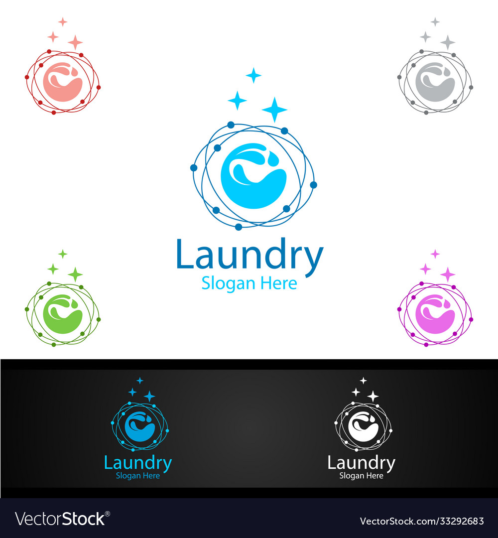 Laundry dry cleaners logo with clothes water