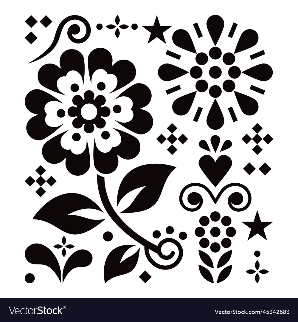 Mexican-decor-pattern-1-monochrome Royalty Free Vector Image