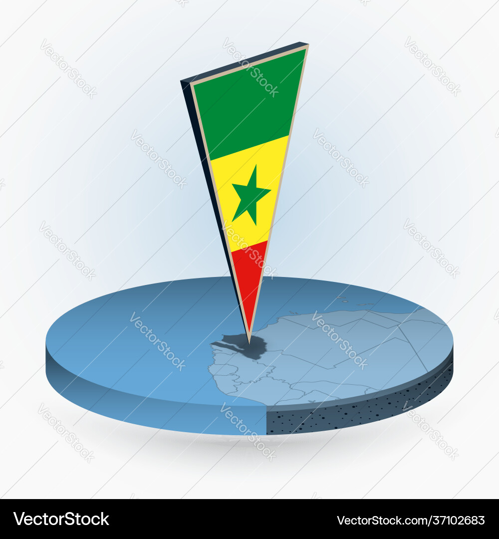Senegal Map In Round Isometric Style Royalty Free Vector