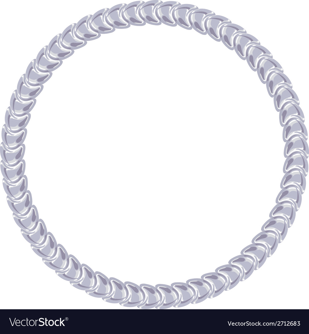 Silver chain - round frame on white background Vector Image