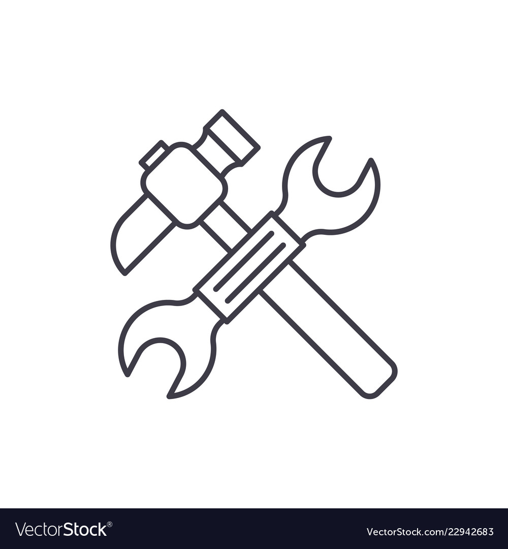 Wrench and hammer line icon concept wrench and Vector Image