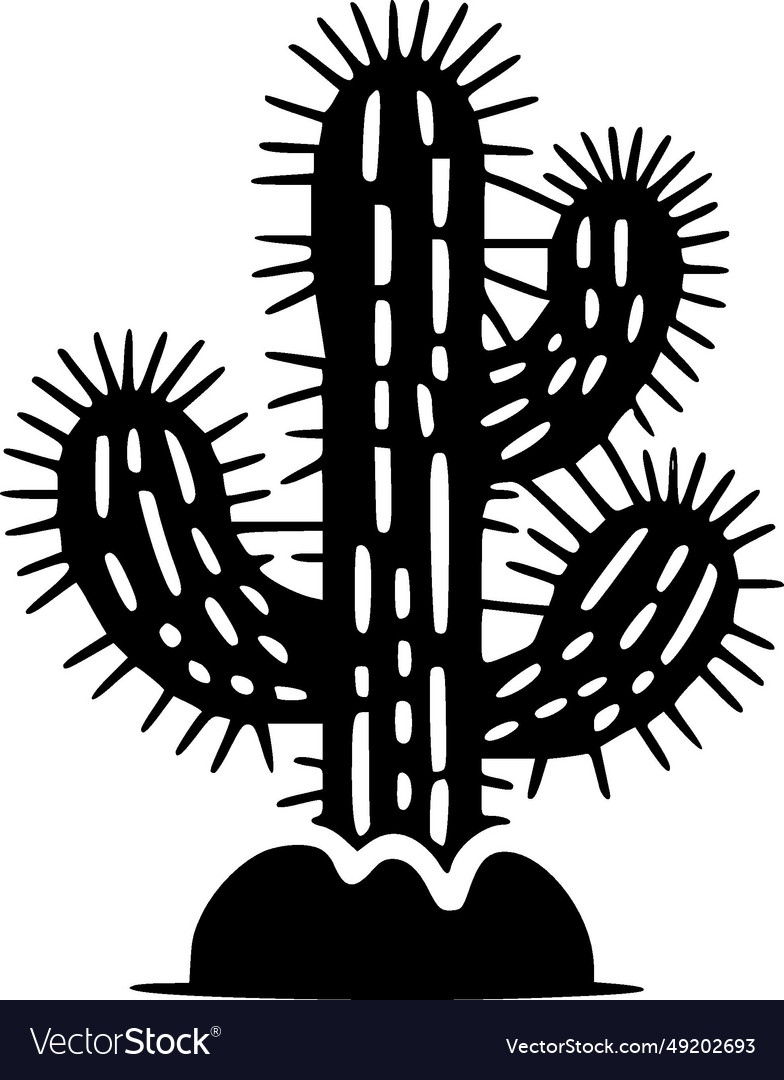 Cactus - black and white Royalty Free Vector Image