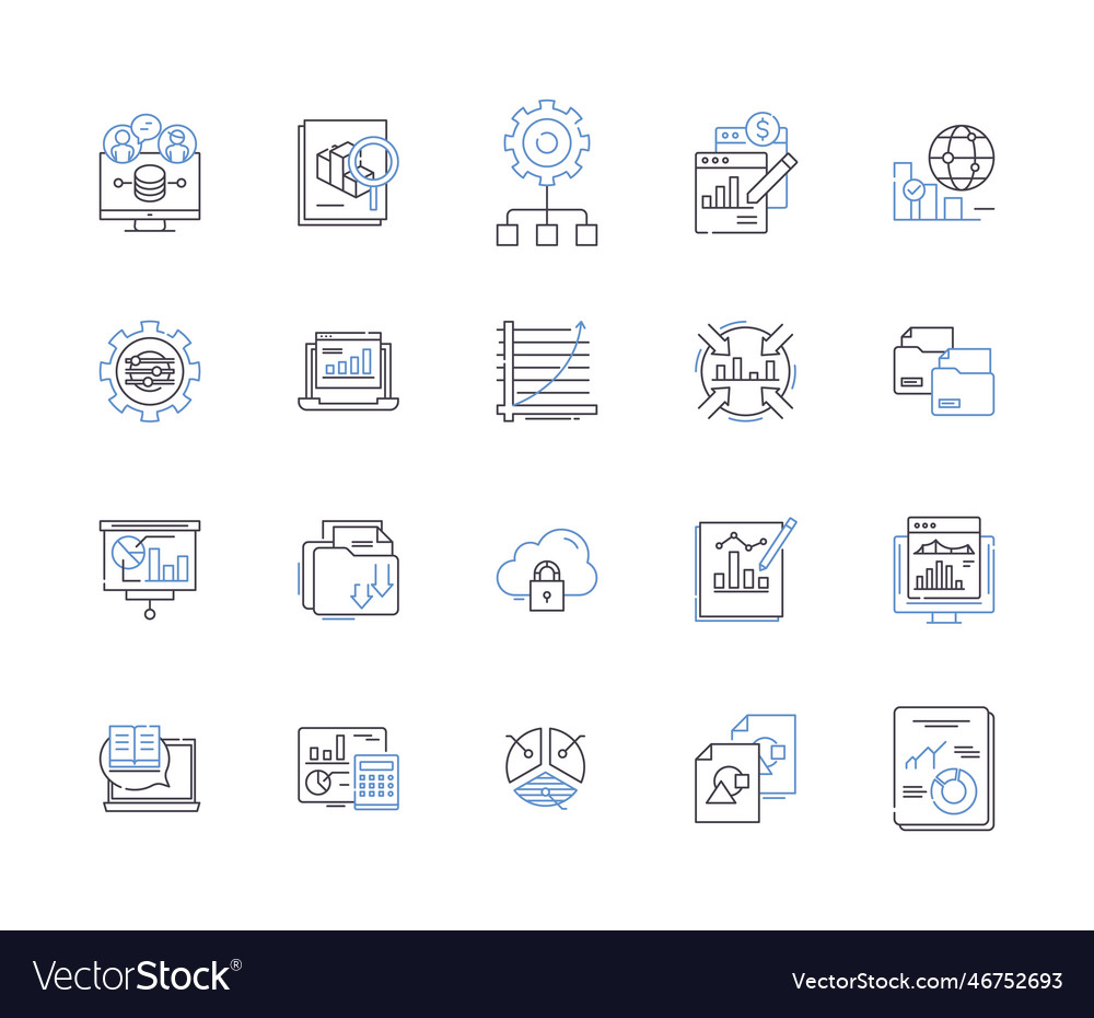 Data and computer outline icons collection data Vector Image
