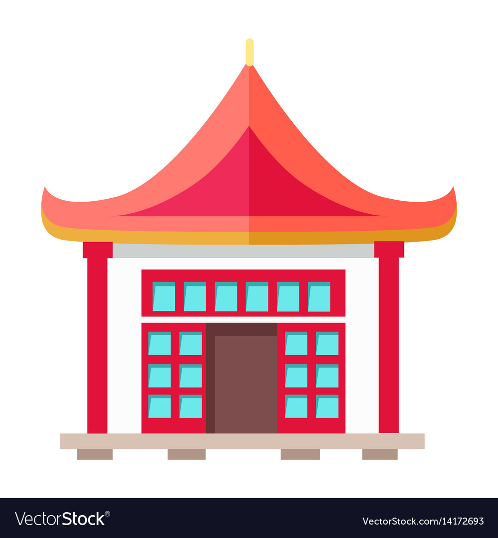 Oriental type building with triangular roof Vector Image