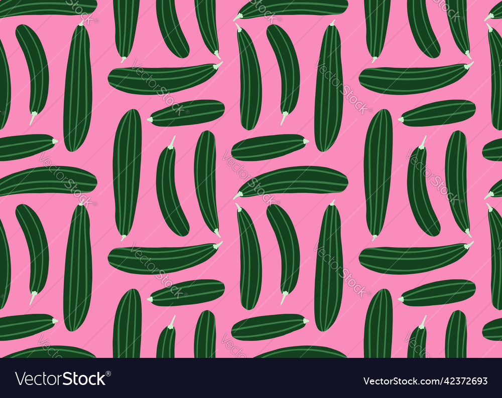 Seamless pattern with zucchini on pink background