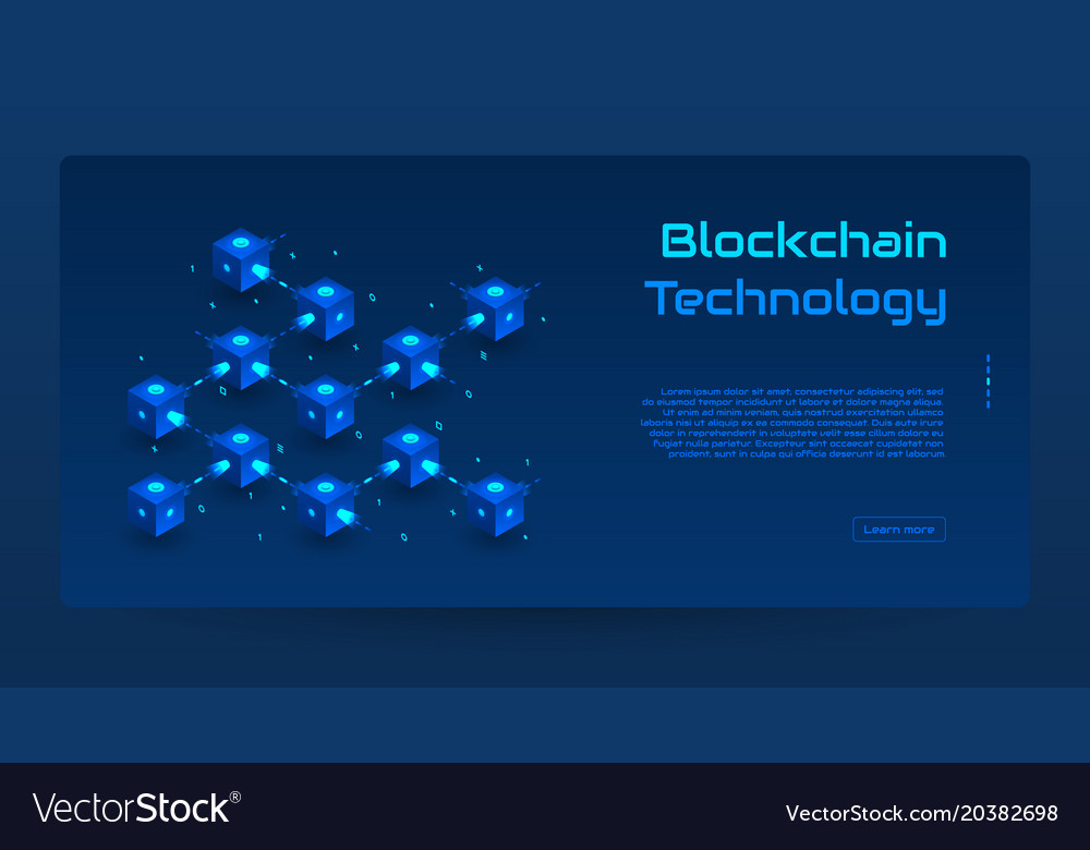 Abstract blockchain isometric concept banner