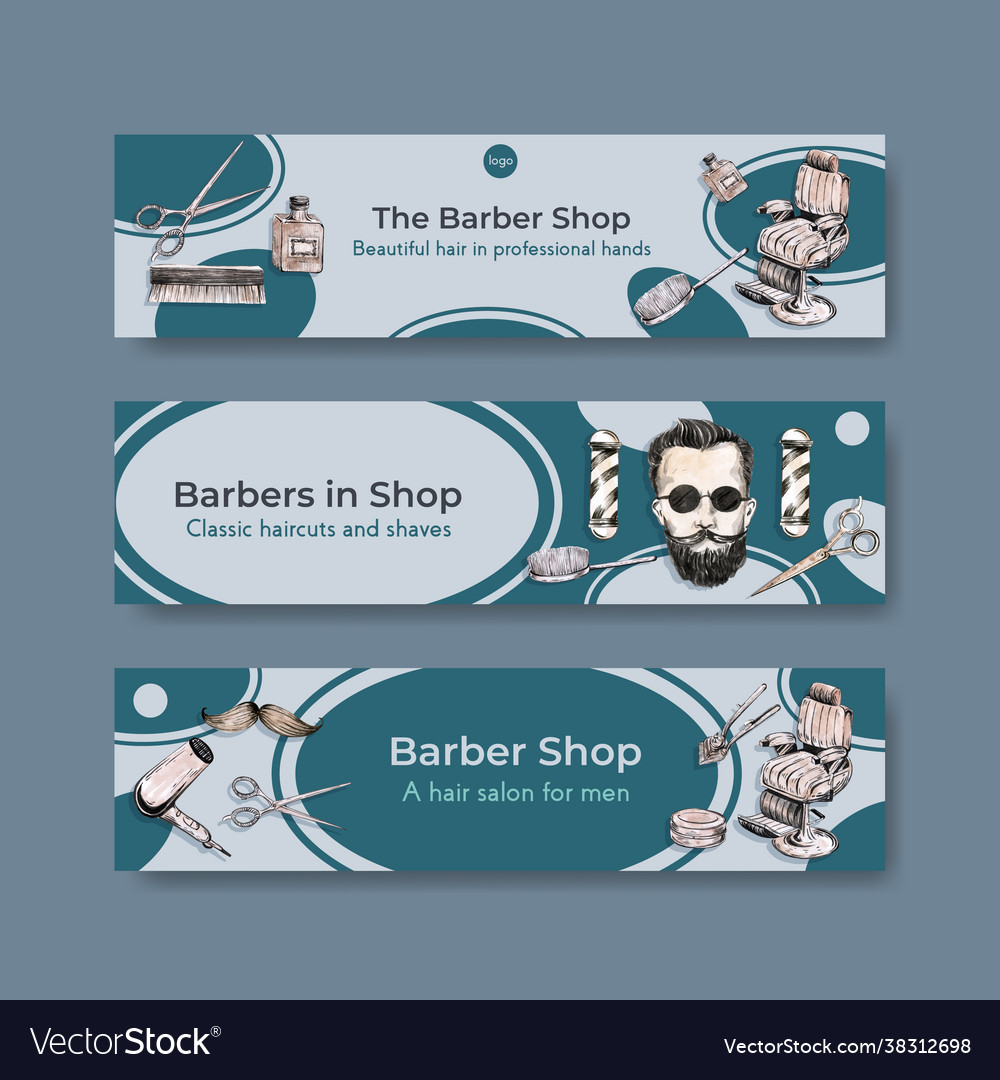 Banner template with barber concept design Vector Image Banner template with barber concept design Vector Image
