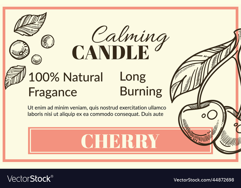 Calming Candle Cherry Scent Natural Fragrance Vector Image calming-candle-cherry-scent-natural-fragrance-vector-image
