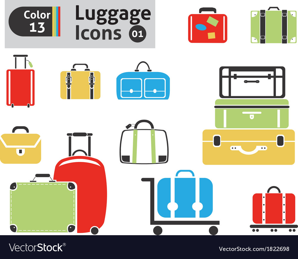 Luggage icons Royalty Free Vector Image - VectorStock