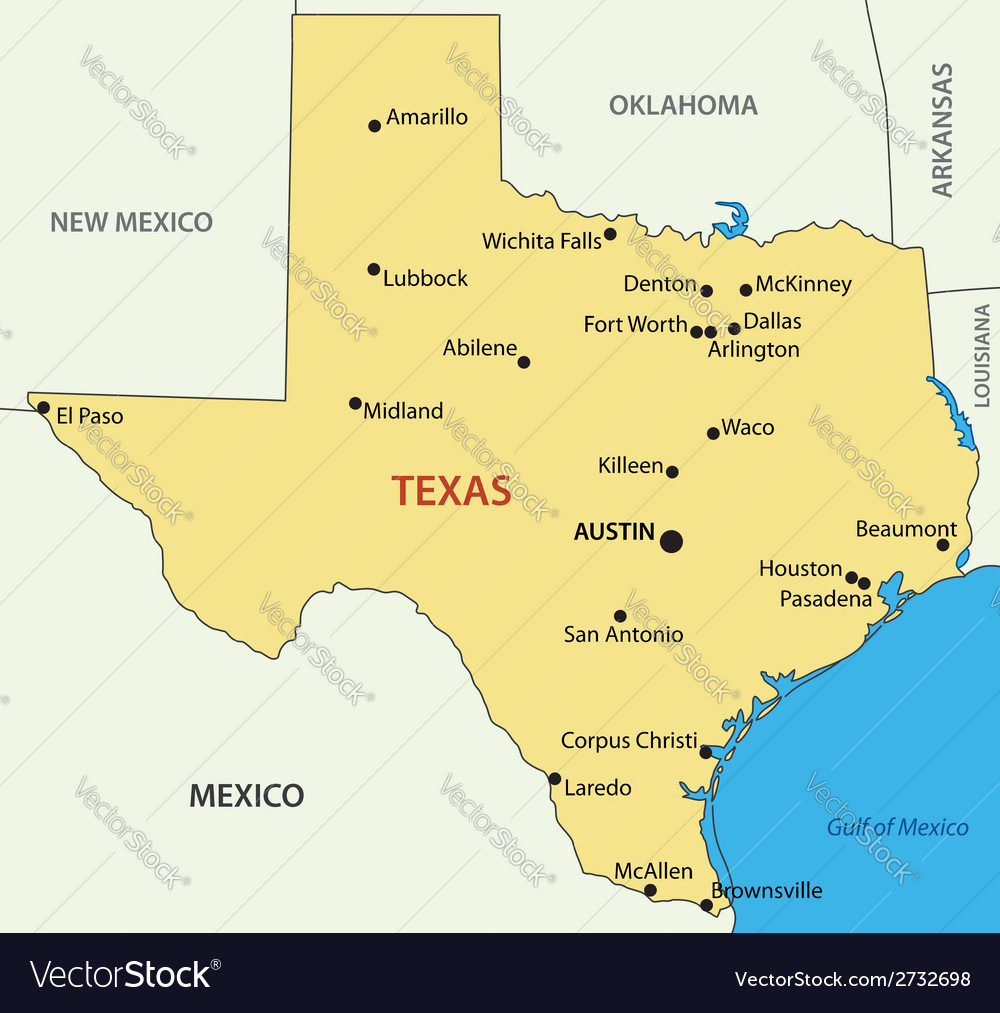  Texas map Royalty Free Vector Image VectorStock